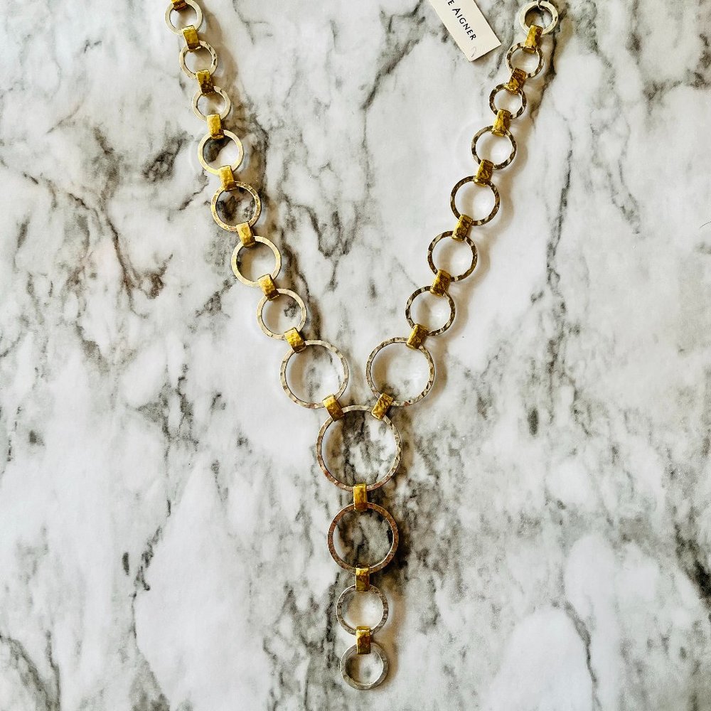 Etienne Aigner Silver and Gold Statement Necklace